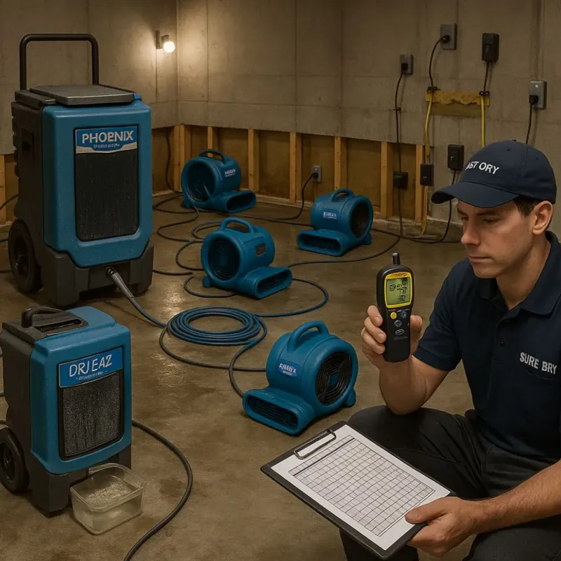 Structural Drying and Dehumidification process in New Bern, NC